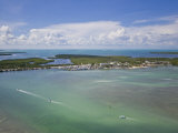 Aerial View of a Boating Channel Off the Florida Keys Seen from an Ultralite Airplane