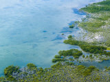 Aerial View of Ambergris Cay and Reefs Offshore