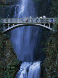 People on a Walking Bridge at Multnomah Falls