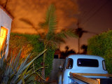 Neighborhood Scene at Night  Lit by Street Lights