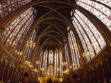 Tourists Viewing a Cathedral's Ceiling in Paris  France