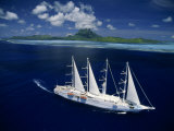 Sailing Yacht Outside the Reef at Bora Bora