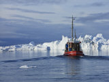 Tourists in Boats Exlporing Ilulissat Icefjord Glacier
