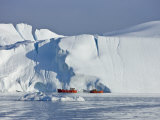 Tourists in Boats Exlporing Ilulissat Icefjord Glacier