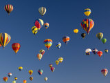 Many Vividly Colored Hot Air Balloons Float in the Sky