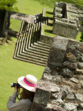 Honduras  Copan  Mayan Ruins  Woman with Hat over Looking Ruins