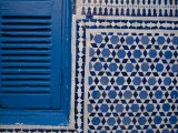 Synagogue's Blue and White Mosaic Stars and Blue Shutters