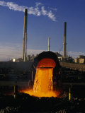 Slag Being Poured Off at a Copper Smelting Factory