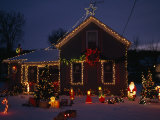 Home Decorated with Lights and Figures for Christmas