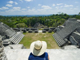 Young Woman Relazing at the Mayan Ruins at Caracol  Belize