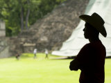 Honduras Copan  Mayan Ruins  Juan Carlos Calderon  with Hat over Looking Ruins