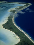 Aerial of the Outer Reef and Barrier Island Off of Bora Bora
