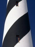 Close-View of a Striped Lighthouse in Cape Hatteras