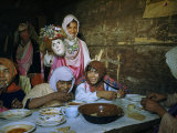 Folk Dancers Remove Masks to Eat During Fiesta of the Three Kings