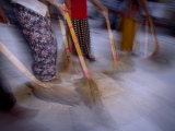 Burmese Women Sweep Temple Grounds