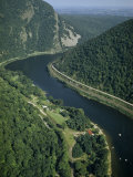 Delaware River Flows Through Kittatinny Range Near Mount Tammany