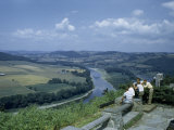 Men Gather at Scenic Overlook Above Susquehanna River and Farmland
