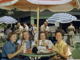 Office Workers Eat Lunch Outside in Pentagon's Inner Courtyard