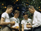 County Agent Show 4-H Boys Citrus Rust Mite on an Orange