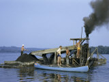 Vacationing Canoeists Inspect a Dredge Salvaging Coal Silt