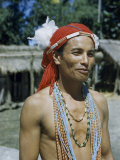 Ami Man Dressed for Dance Wears Head Scarf and Necklaces