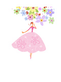 Lady in Pink Skirt with Flower