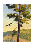 Eagle Flying by a Tree