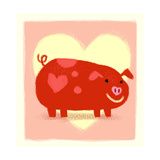 Cute Pig in Front of Heart