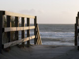 Wooden Walkway Leads to a Sunset View on a California Pacific Beach