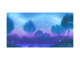 Evening Landscape with Fireflies