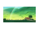 Landscape of Cottage and Rainbow