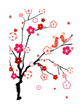 Orange Lovebirds in Tree