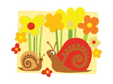 Snail Family in Flowers