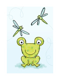 Polka Dot Green Frog with Dragonflies