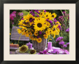 Arrangement of Sunflowers with Michaelmas Daisies
