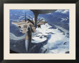 F-15C Eagle Aircraft from behind a KC-135R Stratostanker over the Pacific Alaskan Range