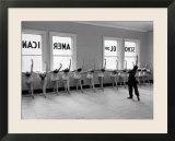 Dancers at George Balanchine's School of American Ballet Lined Up at Barre During Training