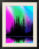Northern Lights over Alpine Lake