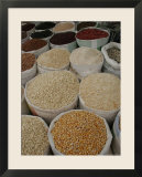 "Bags of Mexican Beans and Corn at an Outdoor Market, San Cristobal de Las Casas, Mexico" Pre-made-framed Framed Art Print