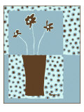 Blue & Brown Minimalist Floral I