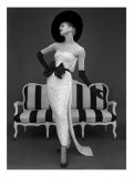 Model in John Cavanagh's Strapless Evening Gown  Spring 1957
