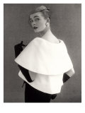 Susan Abraham in a John Cavanagh Tiered Evening Jacket  Dress and Hat  1954
