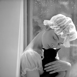 Model with Cap Embracing a Cat  1960s