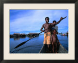 Local Sepik River Family in Dugout Canoe  Madang  Papua New Guinea