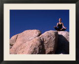 Yoga on the Rocks in the Joshua Tree National Park  California  USA