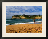 Surfer on Avalon Beach  Bilgola Headland in Background  Sydney  New South Wales  Australia