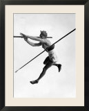 Athlete Doing a Dramatic Pole Vault in Preparation For the 1936 Olympics