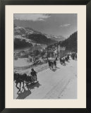 Sunday Sleigh-Rides in Snow-Covered Winter-Resort Village St Moritz