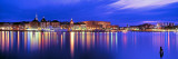 Buildings at the Waterfront Lit Up at Dusk  Stockholm  Sweden