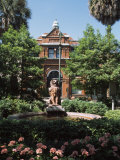 Fountain in Garden in Front of Building  Savannah Cotton Exchange  Chatham County  Georgia  USA